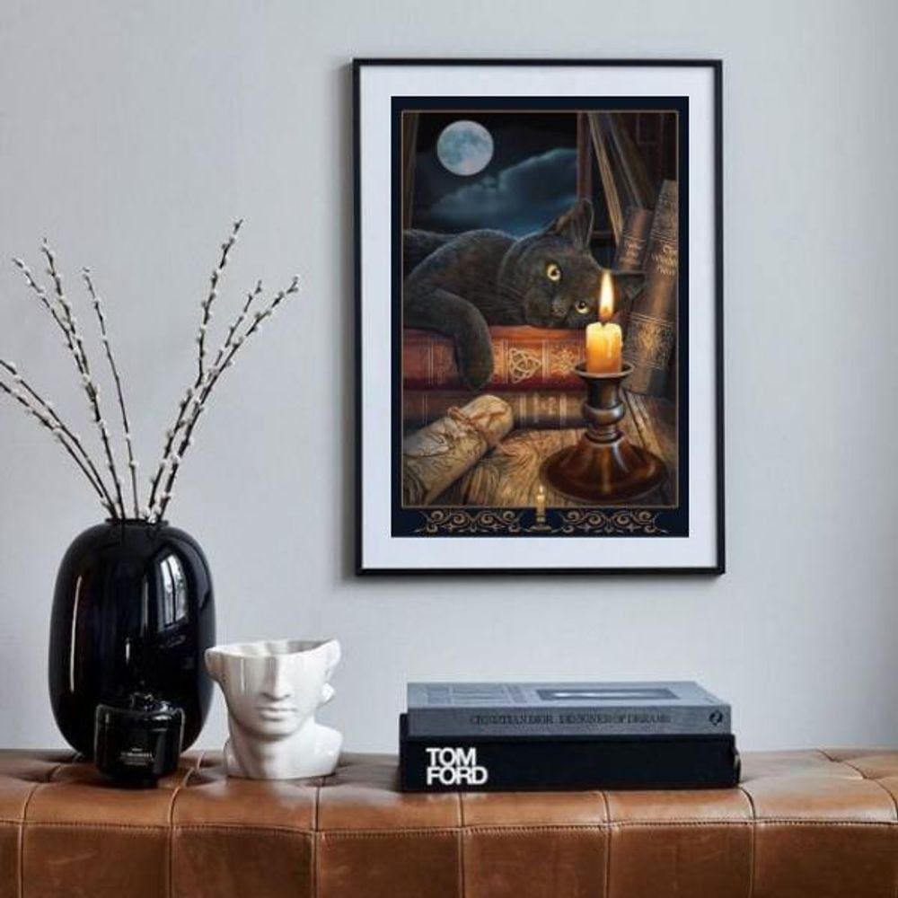 Quadro Gato Bruxo Com Vela - 60X48Cm