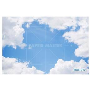 Papel De Teto Céu Azul Nuvem Branca Dia Manhã 3,5M Rof12
