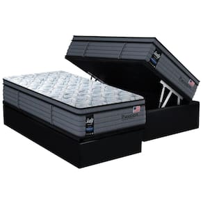 Cama Box Baú Solteiro: Colchão Molas Sealy MasterPocket Ensacadas Passion + Base CRC Suede Black(88x188)
