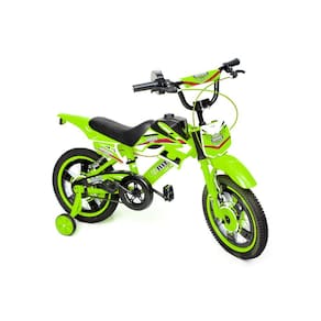 Bicicleta Infantil Unitoys Moto Cross Aro 16 Freios V-brakes Cor Verde Com Rodas De Treinamento