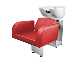 Lavatório Salão de Beleza Destak Base Inox Vermelho