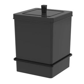 Lixeira Quadrada 6,5L Com Suporte Com Adesivo - Preto Fosco