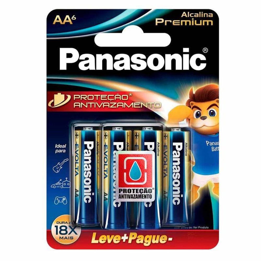 Pilha Alcalina Premium Panasonic Aa Pequena 06 Unidades Lr6egr/6b96 - Pç / 6 [F108]