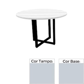 Mesa de Reunião Redonda 110 x 110 cm Pé Tubular PE25 em MDP Cinza com Base Cinza