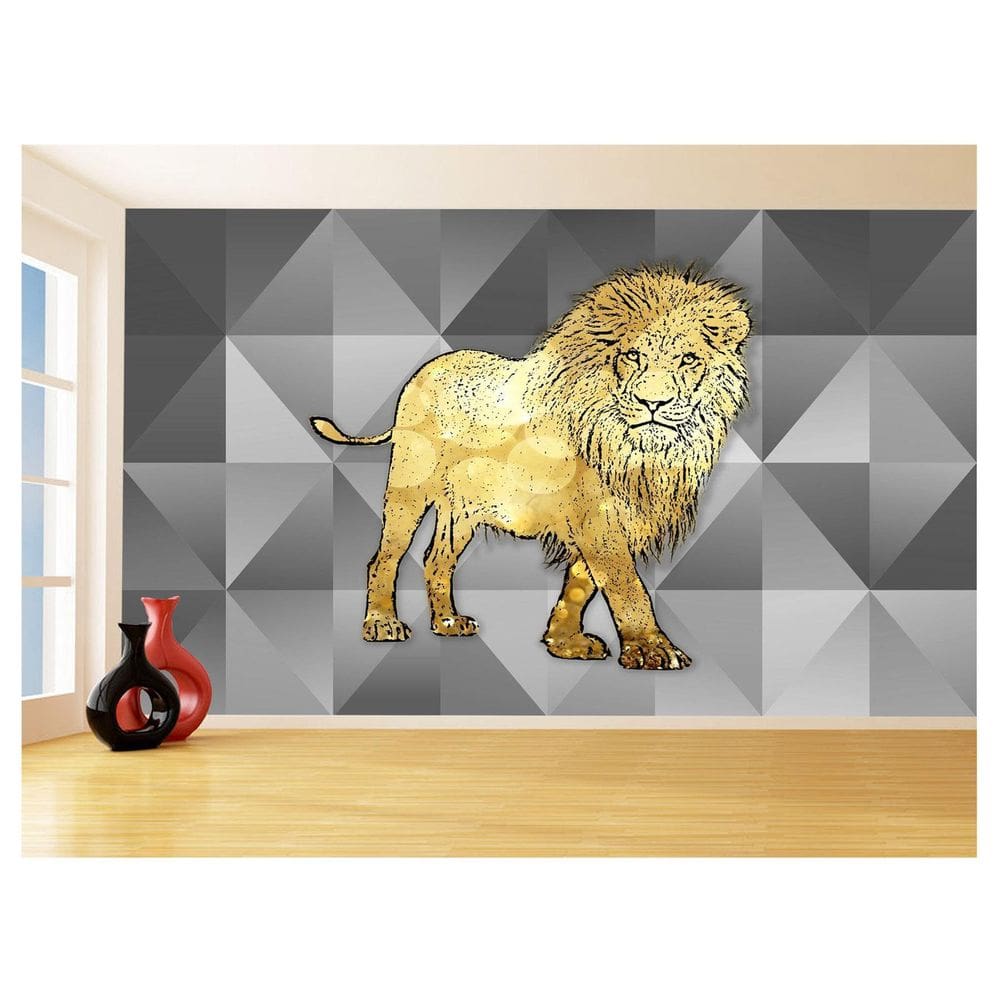 Papel De Parede Animais Pop Art Leão Rei Selva 3,5M Pxa58