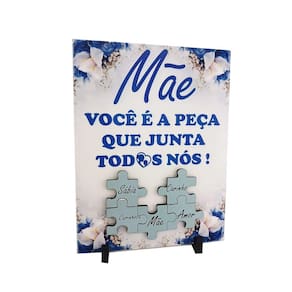 Porta Retrato Presente Azulejo Personalizado dias das Mães - Mãe você é a peça