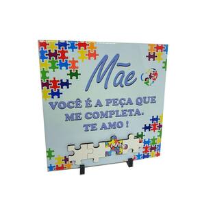 Porta Retrato Presente Lembrança Azulejo decorativo para Mães Autistas 20 cm