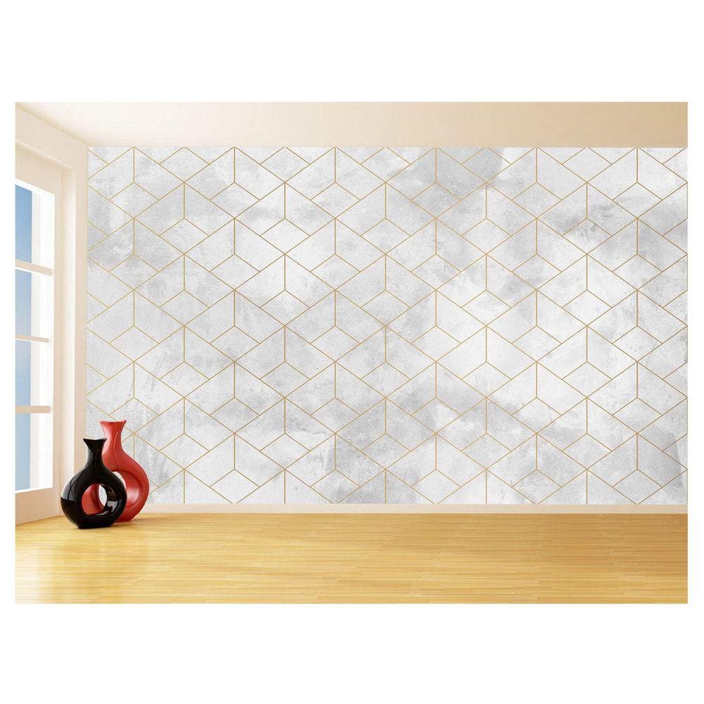 Papel De Parede 3D Concreto Queimado Risco Bege 3,5M Kkt138