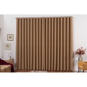Cortina Blackout 3m x 2,50m Cáqui Tecido com Ilhós