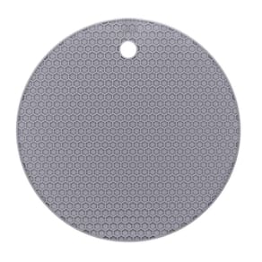 Descanso Para Panela Lyor De Silicone Redondo Cinza