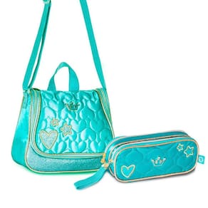 Lancheira Térmica + Estojo Box Sweet Queen Azul Brilhosa