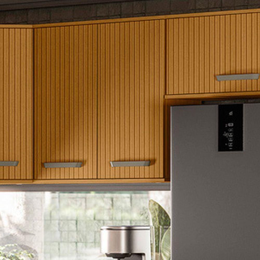 Armário Aéreo 2 Portas 80cm Criare Freijo/Ripado