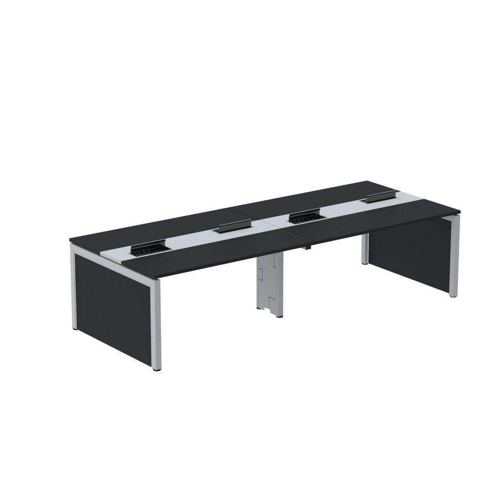Mesa de Plataforma Dupla para 4 Pessoas Corporativa 120x140/4p Preto/Cinza