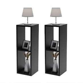 Conjunto Mesa De Cabeceira Pequena 20x20x60cm Diamante Preto Quarto Sala