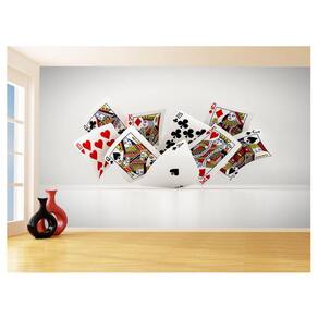 Papel De Parede 3D Salão De Jogos Cartas Poker 3,5M Jcs56