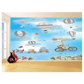 Papel De Parede 3D Infantil Nuvens Girafa Babê 3,5M Azs360