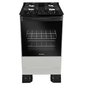 Fogão Mueller 4 bocas Titânio com Mesa de Vidro e grades de ferro fundido MFV4BF