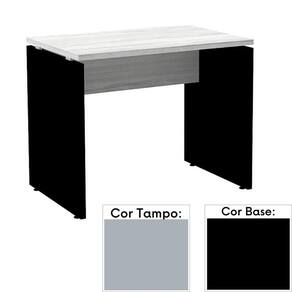 Mesa de Escritório Pé Painel PE25 em MDP 134 x 60 cm Cinza com Base Preta
