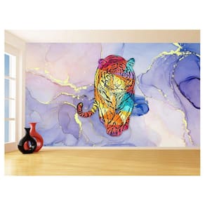 Papel De Parede 3D Animais Pop Art Tigre Felino 3,5M Pxa116