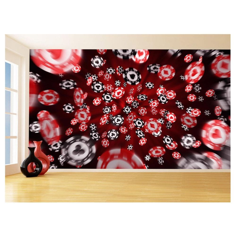 Papel De Parede Salão De Jogos Cassino Fichas 3,5M Jcs118