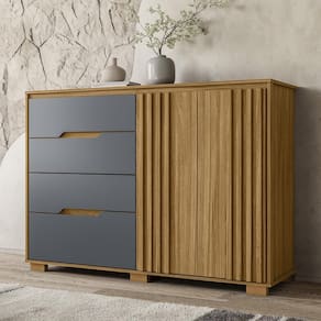 Cômoda Sapateira 02 Portas 04 Gavetas Texas Freijó Cinza Moval
