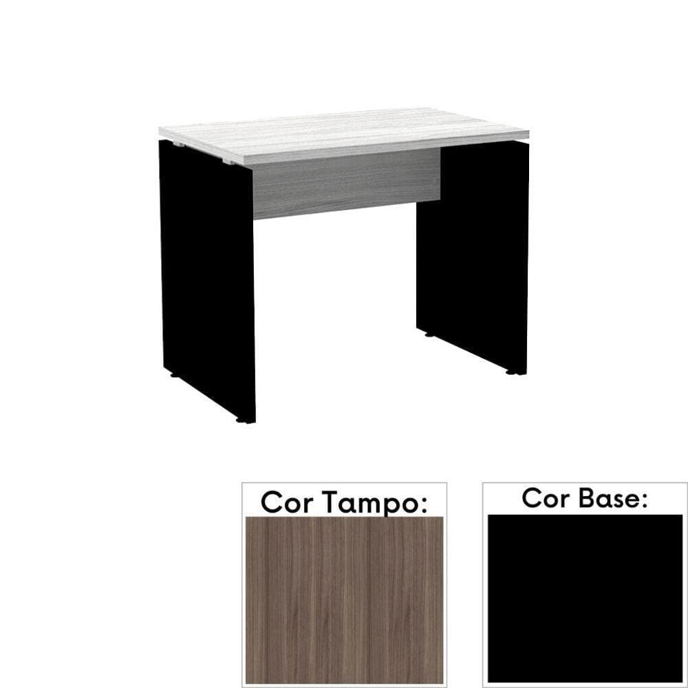 Mesa de Escritório Pé Painel PE25 em MDP 90 x 60 cm Cor Walnut e Base Preta
