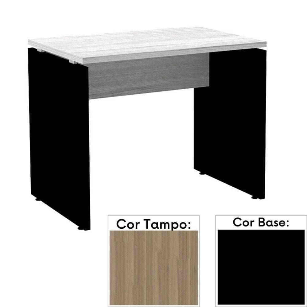 Mesa de Escritório Pé Painel PE25 em MDP 90 x 60 cm Cor Noce Naturalle e Base Preta