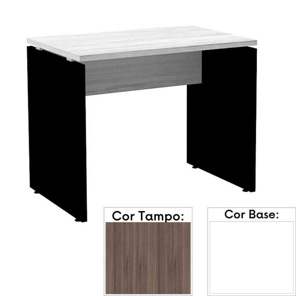 Mesa de Escritório Pé Painel PE25 em MDP 120 x 60 cm Cor Walnut e Base Branca