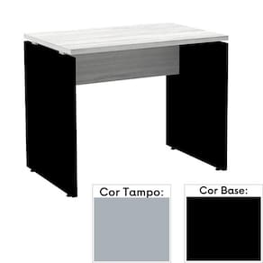 Mesa de Escritório Pé Painel PE25 em MDP 120 x 60 cm Cinza com Base Preta