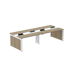 Mesa de Plataforma Dupla para 4 Pessoas Corporativa 160x140/4p Noce Naturalle/Branco