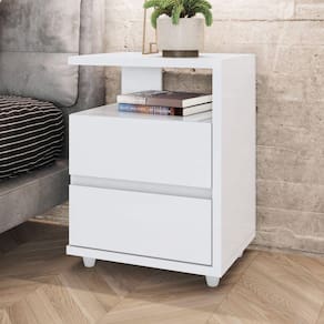 Mesa de Cabeceira Campeche 2 Gavetas Branco