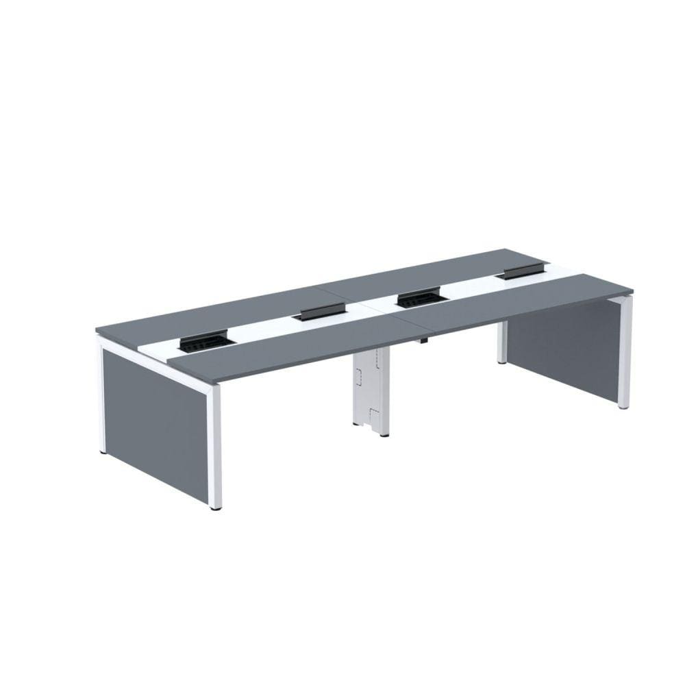 Mesa de Plataforma Dupla para 4 Pessoas Corporativa 160x140/4p Grafito/Branco