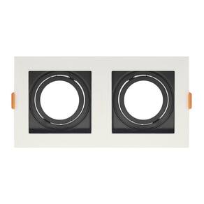 Spot De Embutir Quadrado Recuado Duplo Ar70 Direcionável Branco Com Preto