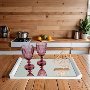 Bandeja Decorativa Liz Espelho Cristal 50x28 Branco
