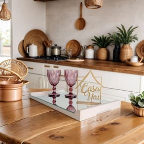 Bandeja Decorativa Liz Espelho Cristal 50x28 Off White