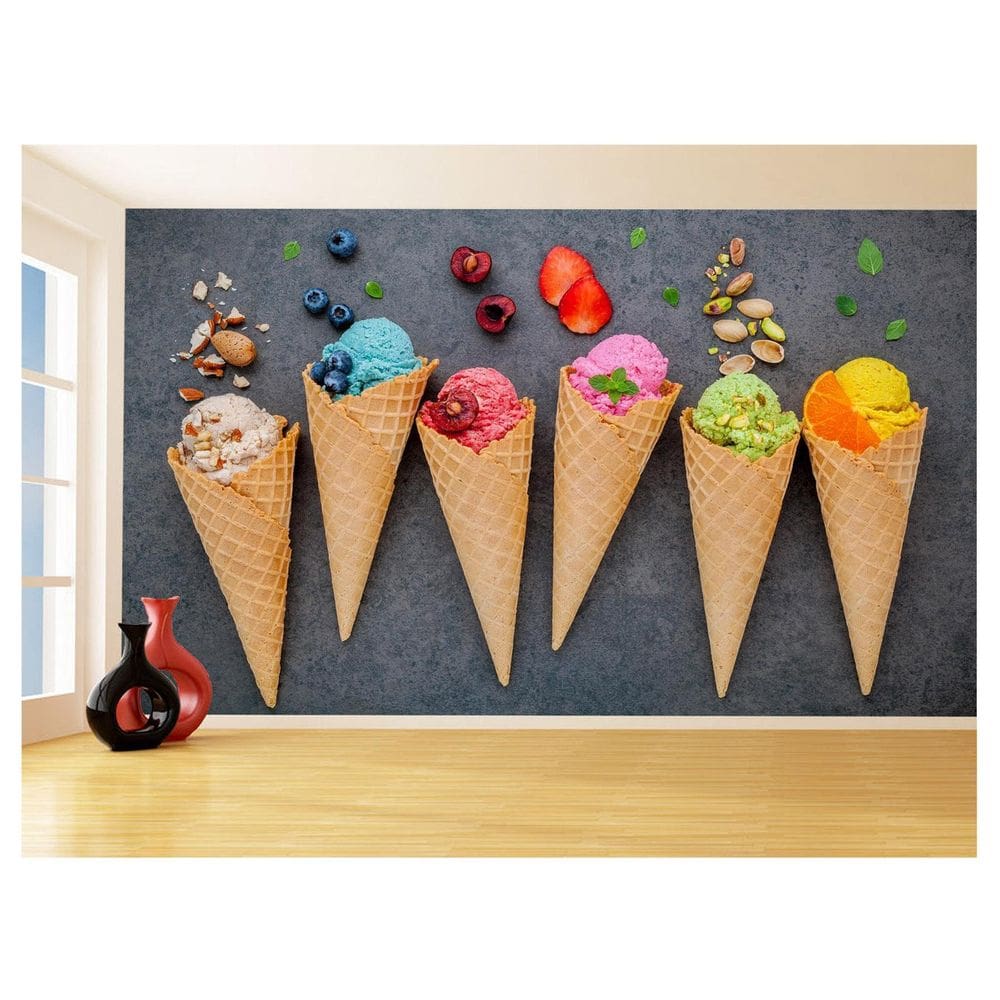 Papel De Parede 3D Alimentos Sorveteria Sorvete 3,5M Al387