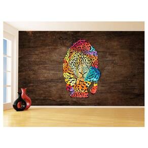 Papel De Parede 3D Animais Pop Art Onça Pintada 3,5M Pxa103