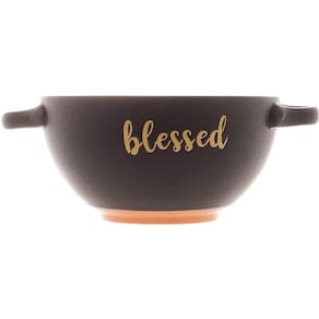 Consume de Cerâmica Bowl Blessed Preto Matt/Laranja 12cm x 7