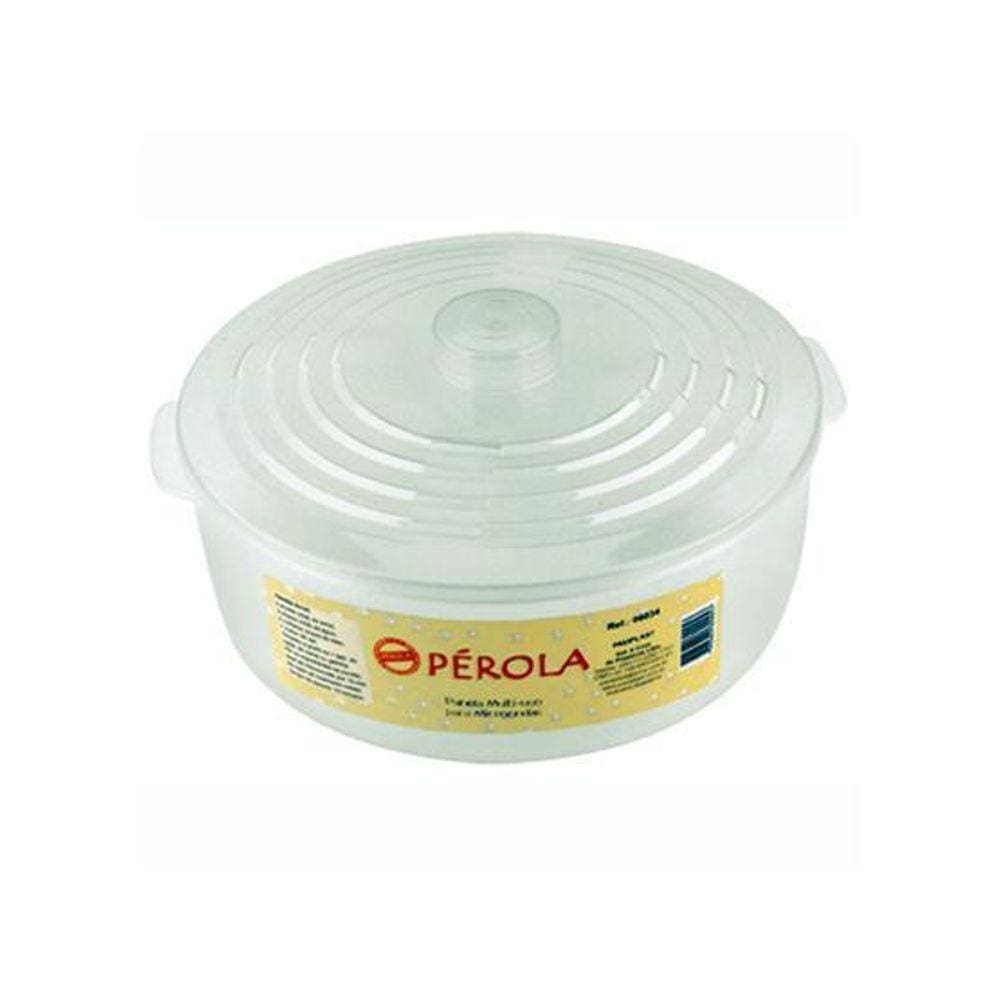 Pote Panela De Microondas Plastico Redonda Perola 2L 10X20