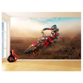 Papel De Parede 3D Moto Cross Trilha Terra Mx 3,5M Bkm23