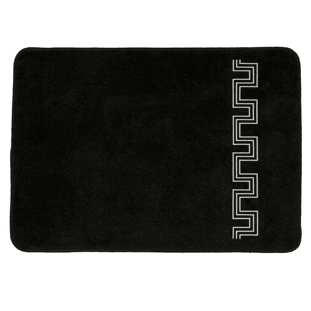 Tapete de Banheiro Ou Quarto Poliester Base Antiderrapante Vizapi Greco 70x120cm Preto