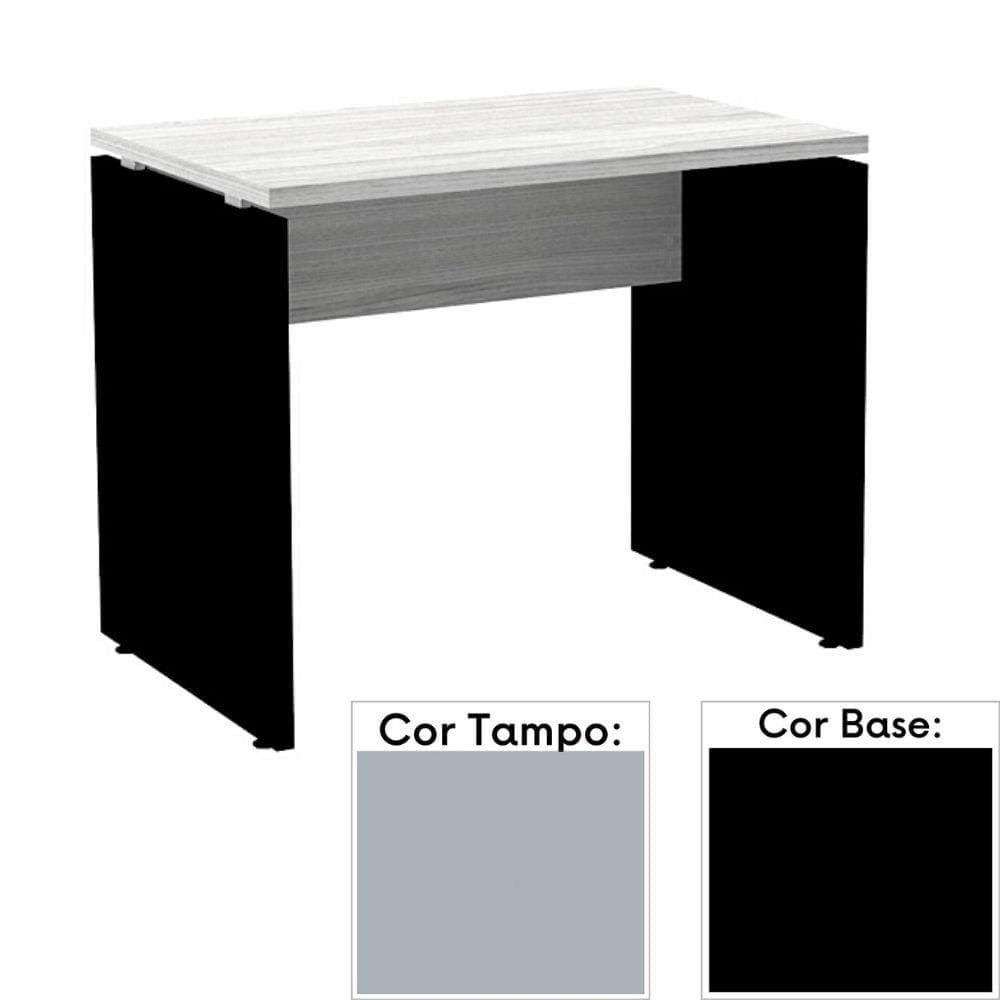 Mesa de Escritório Pé Painel PE25 em MDP 90 x 45 cm Cinza com Base Preta