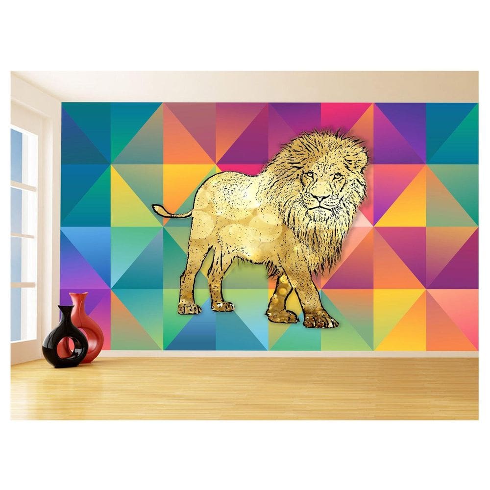 Papel De Parede Animais Pop Art Leão Rei Selva 3,5M Pxa46