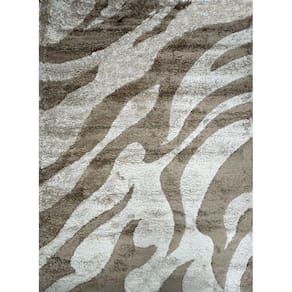 Tapete Shaggy Carving 250x350 366 D. brown / Cream 50 mm