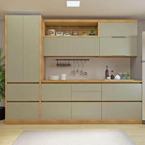 Cozinha Millena 5 Peças 100% Mdf Yescasa Marrom/Verde