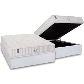 Cama Box Baú Casal: Colchão Molas Ensacadas Plumatex MasterPocket Miami + Base CRC Courano White(138x188)