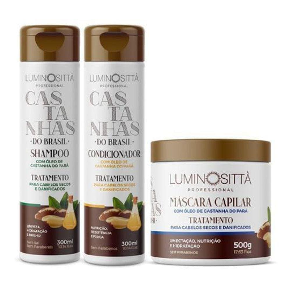 Kit Castanhas Do Brasil Hidratação Capilar Luminosittà