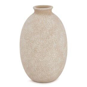 Vaso em Cerâmica Oval Sutil Granulado Areia - 24x15cm