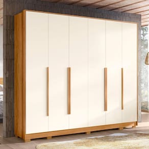 Guarda-roupa 6 Portas 6 Gavetas Fascínio Carvalho Grife/ Off White