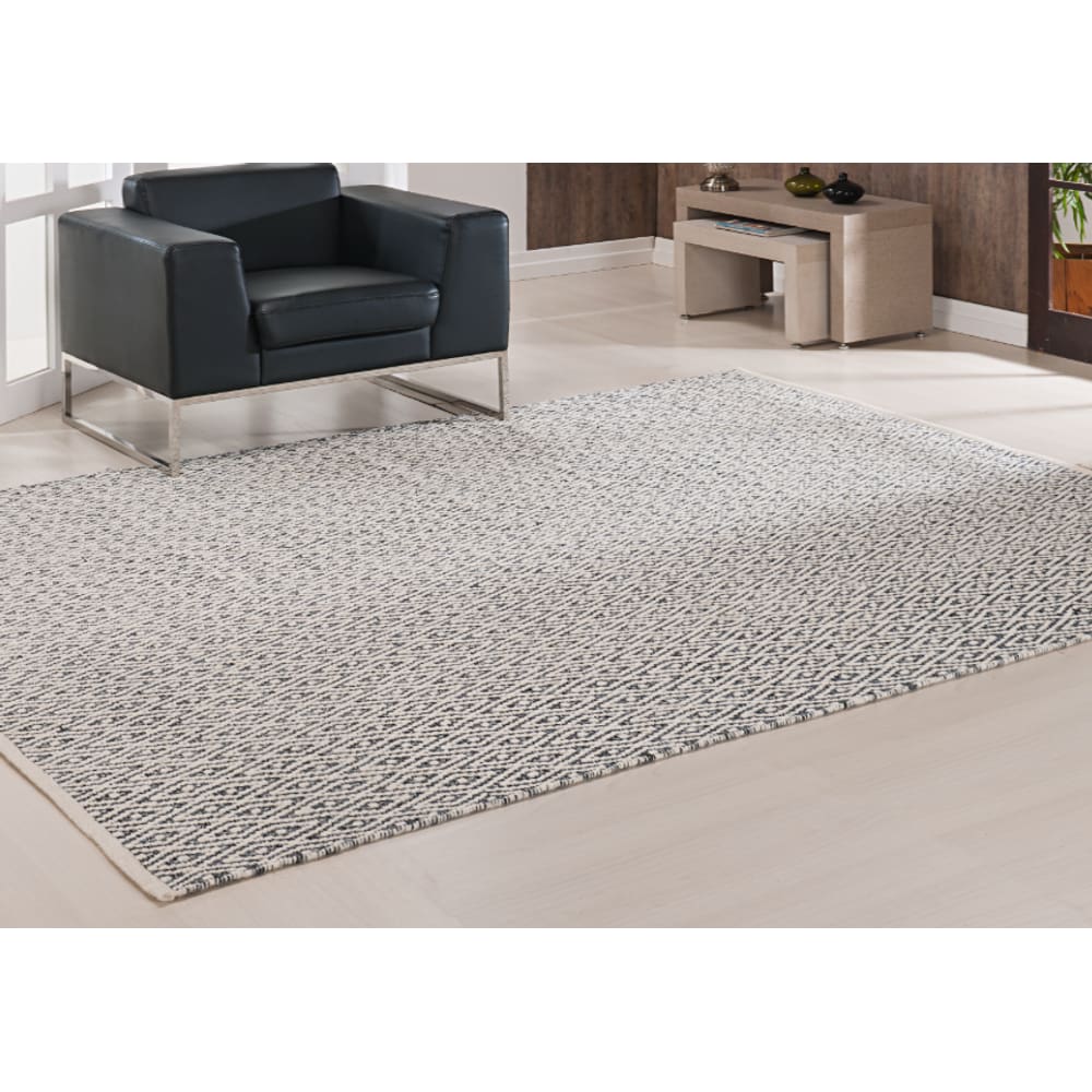 Tapete Lã Square 150x200 Preto/Branco